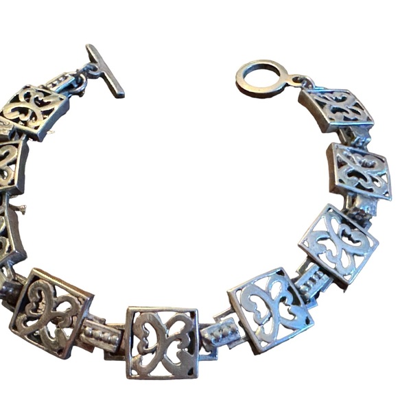 Sterling silver 925 SEZGIN square link scrolled floral bracelet - Picture 4 of 7